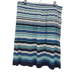 SOLD - Max Studio Size XL Elastic Waist Stretchy Skirt Shades of Blue Stripes